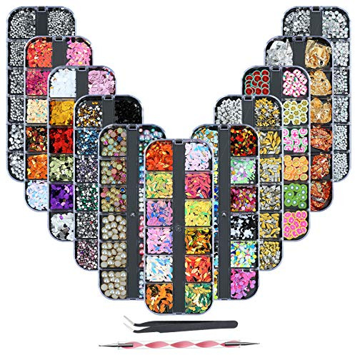 (11 Cajas) Piedras para Uñas Decoración - Decoración Adornos de Uñas,Colorido Kit de Diamantes de Uñas de Arte Piedras para Diamantes de Uñas 3D Pedrería Cristales de Uñas para Decoración Arte de Uñas