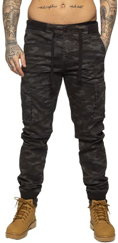 989Zé ENZO EZ409 Mens Camouflage Combat Joggers Military Trousers Cargo Camo Work Casual Cotton Pants (36, Khaki)