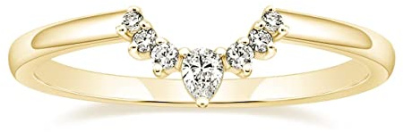 Titaniumcentral Ringe Damen Schmal Vorsteckring Rosegold Gold Silber Birnen und Rund Schliff Zirkonia Verlobungsringe Eheringe