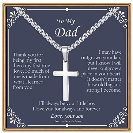 IEFLIFE Collane con croce da uomo, argento/nero/oro, collana a catena con croce per uomo, festa del papà, Natale, battesimo religioso, regalo cristiano per papà, figlio, fidanzato, marito, patrigno