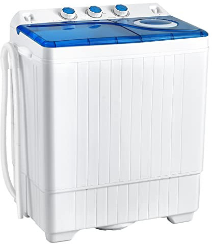 COSTWAY Twin Tub Washing Machine, 8.5KG Total Capacity Portable Laundry Washer Spin Dryer with Timing Function & Drain Pump for Apartment Dorms RVs Camping(Blue+White,6.5kg Washer+2kg Dryer)