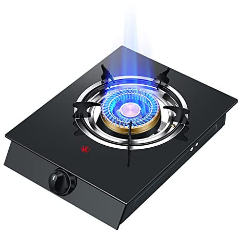 IBOWZ Encimera de Gas Estufa De Gas De Sobremesa Portátil, Estufa De Cocina De Vidrio Templado Negro De 30 CM, para Cocina Casera Camping Caravana Cocina Compacta [Clase Energética A] (Color : NG)