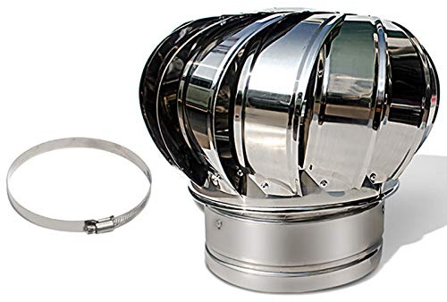 BOHHO 304 Stainless Steel Chimney Cap Steady Hood Typhoon Roof Ventilator Rainproof Roof Replacement Balloon Exhaust Vent,100mm