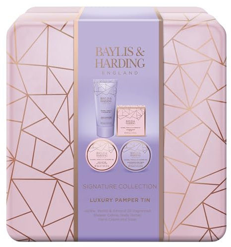 Baylis & Harding Jojoba, Vanilla & Almond Oil Luxury Pamper Tin Gift Set - Vegan Friendly (Pack of 1)
