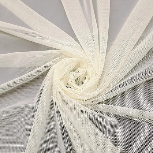 Power Mesh Fabric Stretch: 4-Way Net Superfine Fabric Nylon Spandex Sheer Mesh - 5 Yards Long 60 Wide (Light Nude)
