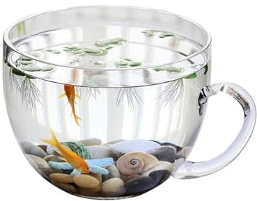 HASMI Desktop Fish Tank Creative Large Bowl Fish Tank Thickened Glass Goldfish Tank Small Tropical Fish Tank Office Desk Fish Tank Home Decor Fish Bowl