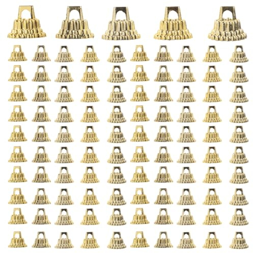 200Pcs Christmas Ball Cap Accessories: Golden Plastic Ornament Hangers for Diy Christmas Decorations - Versatile 1.3Cm Round Caps for Hanging Baubles and Holiday Crafts