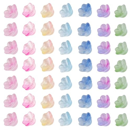 140 Stück Blumen Perlen Glasperlen Zum AuffäDeln Glockenblumen Kristallperlen Diy BastelzubehöR zur Herstellung Von ArmbäNdern,Halsketten,FußKettchen usw