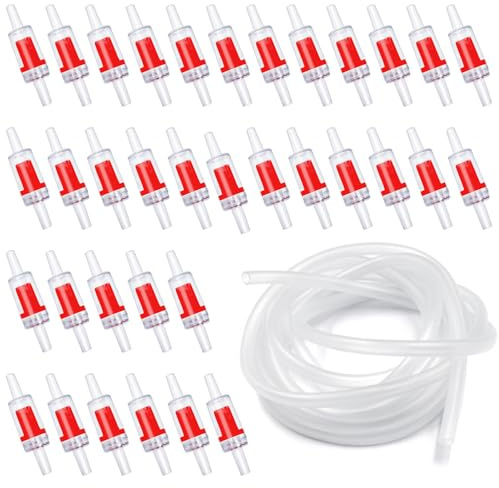 DanziX Aquarium Check Valve, One Way Non-Return Check Valve,Aquarium Air Pump Accessories for 3/16 Inch Airline Tubing-35PCS (Red)