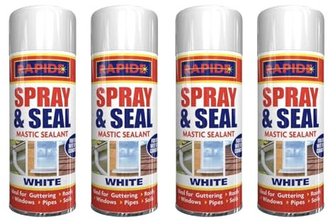 YSAMAX, Spray And Seal White Mastic Sealant, Guttering Roofs, Window, Pipes, Spray & Seal Leak Fix, Stop Sealant Instant Waterproof, Weather And Corrosion Resistance, (4)