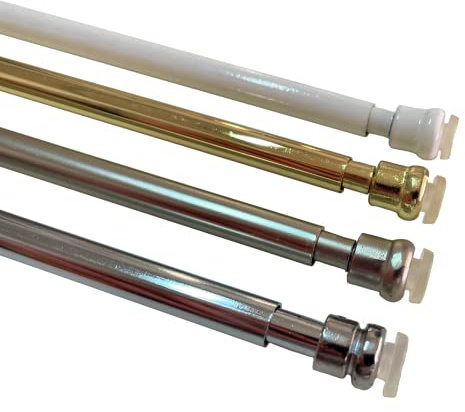 tendaggimania Coppia Asta Scorritenda Astine a Molla per tenda Astina Estensibile con Applicazione a Pressione, MM 8 spessore, Colore: NICHEL CROMATO, DA 40 A 50 CM