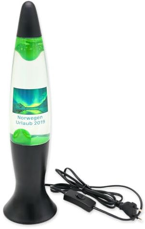nox light Lavalampe schwarz mit individuellem Druck - ihr personalisierter Text Logo Foto (grün)