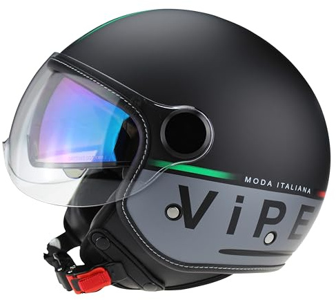 ViPER RSV19 Open Face Motorbike Helmet - Scooter Motorcycle Crash Jet Helmet for Men Women with Sun Visor - Electric Bike & Road Bike Road Legal ECE 22.06 Approved Motorbike Helmets
