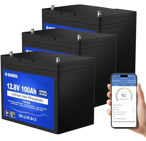 3 Pack 12V 100Ah Lithiumbatterie, 3,84 KWH LiFeO4 Batterie in Minigröße mit 100A BMS, 15000+ Lithium Deep-Cycle Batterie für Boot,Wohnmobil, Trolling-Motor, Camping