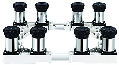 Verstellbarer Waschmaschinensockel, Waschmaschinenständer, Edelstahl-Basisständer, Anti-Vibrations-Stummschaltung, Länge/Breite 45–65 cm, rutschfeste Bodenschalen für Wäschetrockner