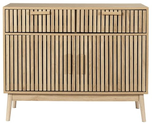 HOME DECO FACTORY Buffet Moderne en Bois 2 Tiroirs et Double Porte