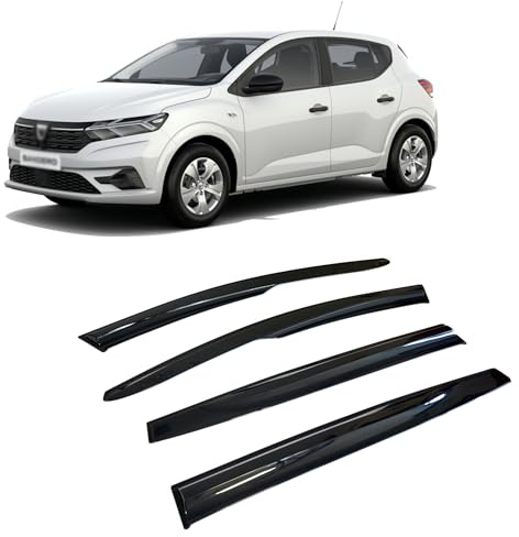 CarJoy Windabweiser Luftabweiser Regenabweiser Seitenfensterabweiser Kompatibel mit Dacia Sandero Schrägheck 2021-2024 Autofenster Regenschutz Regenabweiser Anklebbare Externe Passform 4 Stück