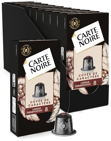 CARTE NOIRE - Café Capsules Cuvée de Caractère - Compatible Nespresso® | Intensité 8 - Arabica & Robusta - Envoûtant & Puissant - Fabriqué en France - 10 x 10 Capsules Aluminium