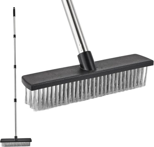 OLHAUYUAN Deck Scrub Brush Edelstahl-Drahtbürsten Langen Griff, steife Borsten Broom Mental Floor Scrubber für die Reinigung von Moos, hartnäckige Flecken auf Beton Mörtel Garten Garage Patio