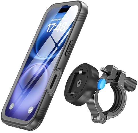 SPORTLINK Fahrrad Handyhalterung für iPhone 16 – [2-in-1 Set] Aluminium Motorradhalterung mit wasserdichter Schutzhülle, | 360° drehbar, 1s Schnellwechsel, robuste Lenkerhalterung