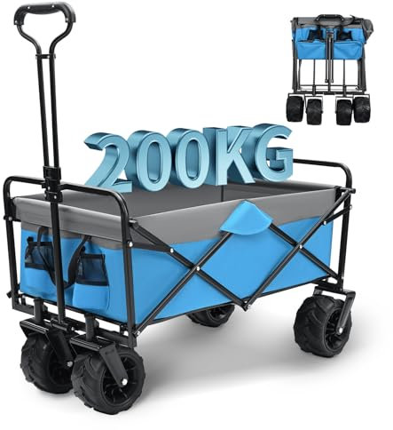 BugyKido Festival Trolley on Wheels, Folding Camping Trolley with All-Terrain Wheels &Adjustable Handle, 440LBS Large Capacity, for Shopping/Outdoor Garden/Picnic/Shopping/Fishing