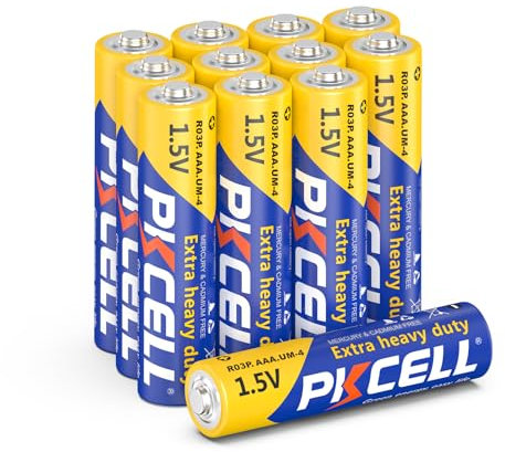 PKCELL - Batterie AAA da 1,5 V, ad alte prestazioni, ideali per telecomandi, rete telefonica, giocattoli, 12 pezzi