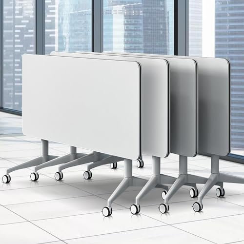 Tragbarer, klappbarer Konferenzraumtisch mit feststellbaren Rollen, Büro-Trainingsschreibtisch für Klassenzimmer, Klappdeckel, faltbares Design (Farbe: )
