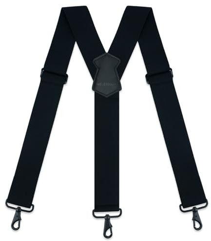 MELOTOUGH Mens Suspenders 2 Inch Wide Y Back Adjustable Elastic Big and Tall Suspenders with Hooks for Jeans(Black)
