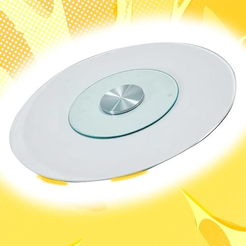 GFYHTN Lazy Susan Plateau Rotatif Rond Roulement A Bille en Verre Trempé Grande Plateau De Service Rotative Transparent Assiette De Service Rotative Tourne Résistant À La Chaleur(85cm(34in))