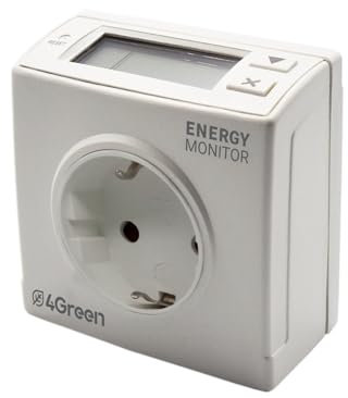 VEMER 4GREEN VE798700 ENERGY MONITOR - Contatore Energia Elettrica a Spina, Misuratore Consumo Elettrico con Presa Schuko, Ideale per Monitorare Consumo Elettrodomestici, Bianco