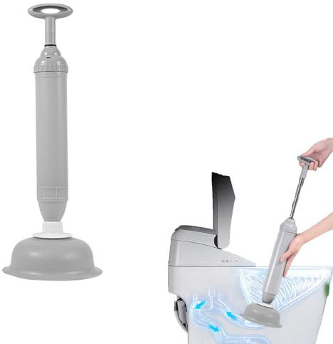 Rohrreinigungspumpe, Neu Rohrreiniger Druckluft Abflussreiniger Pumpe, Rohrreiniger Druckluft, Hochdruck Abflussreiniger, Pressluft Rohrreiniger für Toiletten Waschbecken Bodenabläufe (Grau, Rund)