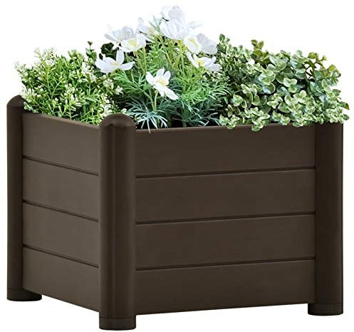 Somanki Garten-Hochbeet PP Mokka 43x43x35 cm, Palettenrahmen, Hochteich, Gemüsebeet, Kräuterregal Balkon, Blumenbeet, Kräuterspirale, Tomatenbeet, Pflanzhochbeet - 313972