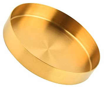 Alipis Plateau Rond Acier Inoxydable Plaque Pour Rangement Thé Plateau De Présentation De Bijoux