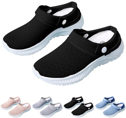 Ciabatte Donna Ortopediche Sandali Ortopedici Morbida Memory Foam Cuscino D'aria Pantofole Estive a Punta Chiusa Elegante Slip-On Casual Mesh Leggere Ciabatte Zeppa Sportive Traspirante Antiscivolo
