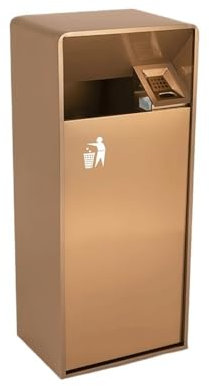 Dh2yjnbf3 Cubo Basura Exterior Papelera for Exteriores, Papelera Cuadrada de Metal con Apertura Lateral, Papelera Comercial Moderna con Cenicero 19L/40L Papelera Exterior(Grande)