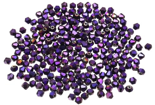 PATIKIL 250pcs 6mm Bicone Glass Crystal Beads, Faceted Glass Spacer Beads for Jewelry Making Bracelet Necklace Earrings DIY Suncatcher Craft, Purple