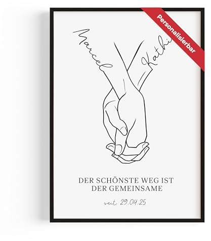 Der schönste Weg Poster personalisiert | Hochzeitsgeschenk personalisiert | Geschenk zur Hochzeit | Hochzeitstag Geschenk & Hochzeitsgeschenke für Brautpaar | Personalisierte Poster | Made in Germany