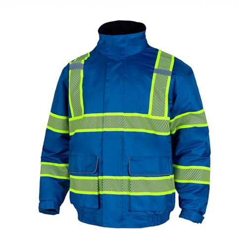 FONIRRA High Visibility Heavy Duty Insulated Winter Jacket for Men Waterproof,Safety Jacket for Men Reflective Big and Tall