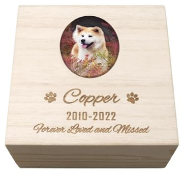 Urne pour Chien,Urne Bois Boîte à Cendres for Animaux de Compagnie, urne funéraire for Chien et Chat, Bois gravé, Cendres d'animaux, boîte Souvenir