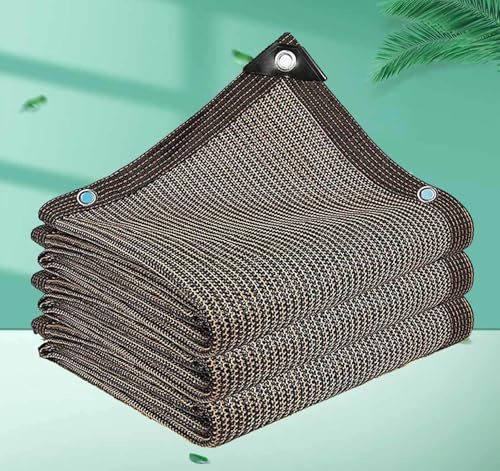 Tenda da Sole per Esterno Telo Ombreggiante con Occhielli, Tenda Vela Telo Vela 90% Protezione UV Occhielli Tessuto Ombreggiante Traforato per Esterno Giardino Terrazzo Pergola,brown-4x7m