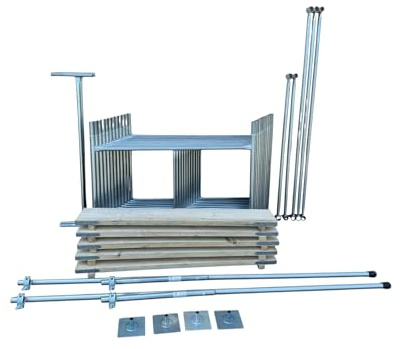 Toptower Classic Scaffolding Tower 6.3m (Working Height) 4' x 4' Base Size DIY Galvanised Scaffold Tower (Basic Kit with Platform Boards & Stabilisers)