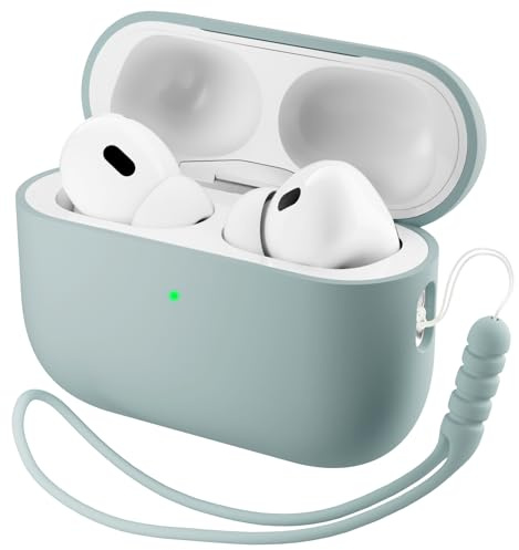 ORNARTO für AirPods Pro 3 Hülle Silikon mit Lanyard - Agavegrün | Premium Flüssigsilikon, robuster PC-Kern, mit Lanyard, stoß- und kratzfest, große Farbauswahl