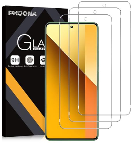 Phoona 3 Stück Panzer Schutz Glas für Xiaomi Redmi Note 13 5G/4G, Ultra-klar, 9H Härte, HD Displayschutzfolie, Schutzfolie für Redmi Note 13 für Panzerglas, Full Screen Stoßfest Frei von Kratzern