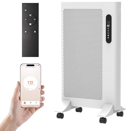 Hauxionex Mica Infrared Space Heater, 1500W Portable Panel Heater for Indoor Use, Large Room, WiFi Smart App & Alexa Control, Fast Heating, Energy Efficient, Quiet, White