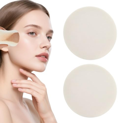 GILWUMO 2 Éponges de Maquillage Roundes, pour Usage Sec et Humide ainsi que Lavable, Adapté pour Fond de Teint, Correcteur etc., Convenant à tous les Types de Peau, 90 x 15 mm, Blanc