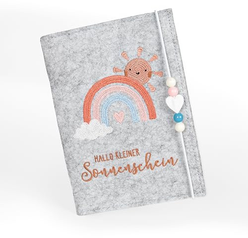 MYLILY | Mutterpass Hülle Deutschland & Österreich | Mutterkindpasshülle aus Filz in Hellgrau | Geschenk für schwangere Freundin | Hülle Mutterpass für werdende Mamas