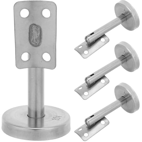 Veemoon Soporte de Pasamanos de Acero Inoxidable para Escaleras, 4 Piezas, Montaje en Pared, Diseño Recto de 80 Mm, Accesorios para Barandillas, Adecuado para Madera y Metal, Seguridad