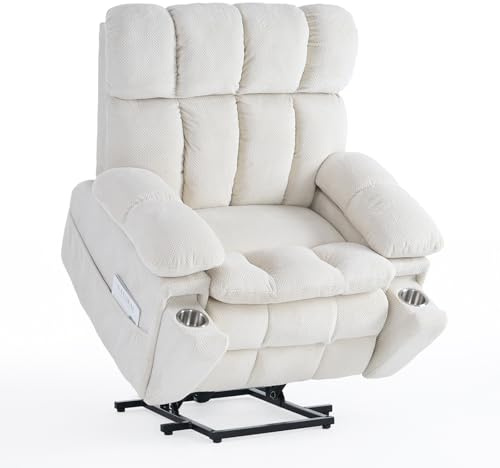 Zuacs Zweimotoriger Antrieb fernsehsessel elektrisch verstellbar，relaxsessel mit Aufstehhilfe Sessel Wohnzimmer relaxsessel mit liegefunktion, multifunktionales Einzelsofa（Groß Beige）