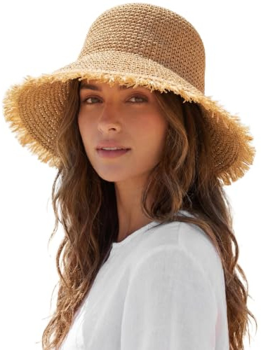 Cosblisvia Sombrero de Sol para Mujer de Paja Sombrero de Paja Sombrero de Mujer Sombrero de Verano para Mujer M-L 57-59 CM con cordón para Mujer niña viajera Playa jardín Senderismo Vacaciones