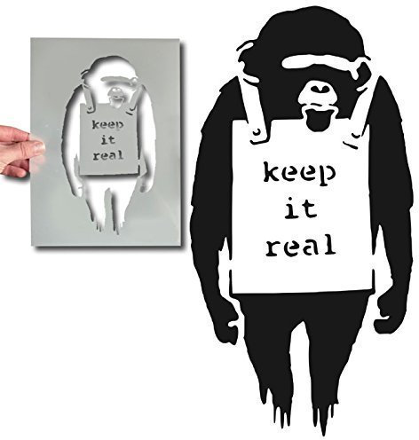 Banksy Keep It Echt Affee Schablone Wand Malen Kunst Wohndeko Farbe Wände, und Möbel - 54x103cm